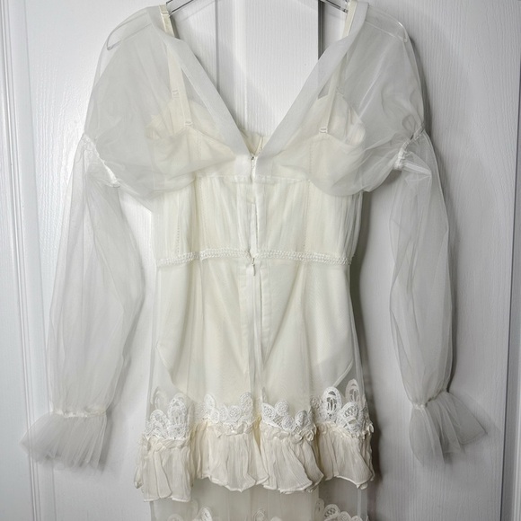 NWT JONATHAN SIMKHAI Threaded Lace Tulle Ruffle dress Size 8 - Picture 7 of 16